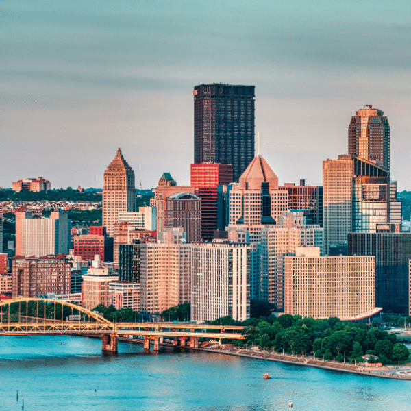 Aerial view of the city of Pittsburgh, PA