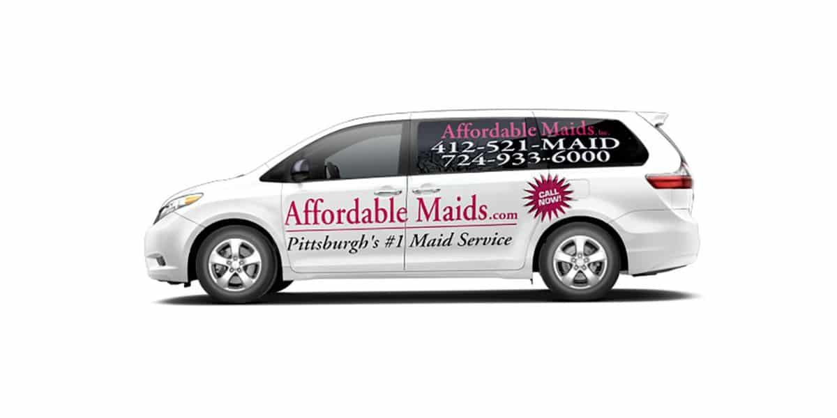 Company van with logo on it for Affordable Maids®️ in Pittsburgh, PA