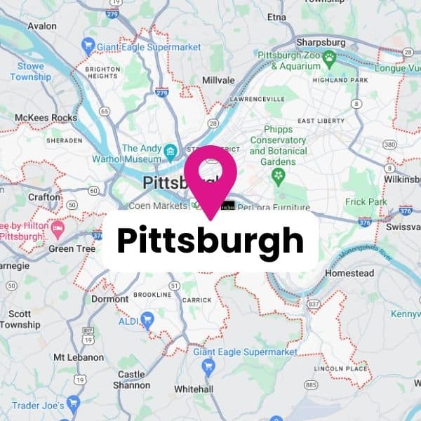 Pittsburgh, PA service area map